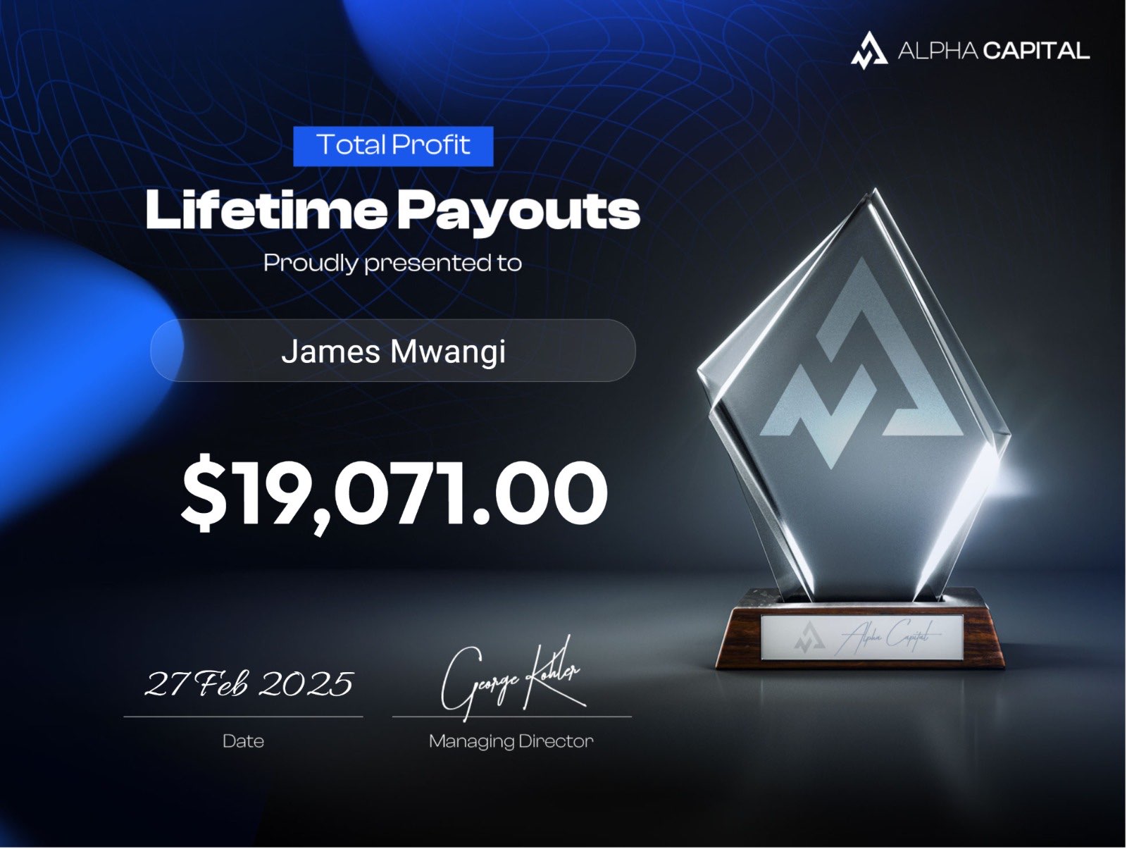 Funded trader certificate